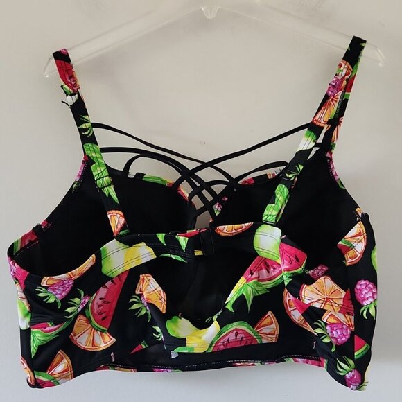 TORRID | Black & Multi Fruit Lattice Push-Up Balconette Bikini Top Sz 3X - Picture 6 of 7